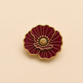 Red Poppy Brooch | Gold Enamel Floral Brooch