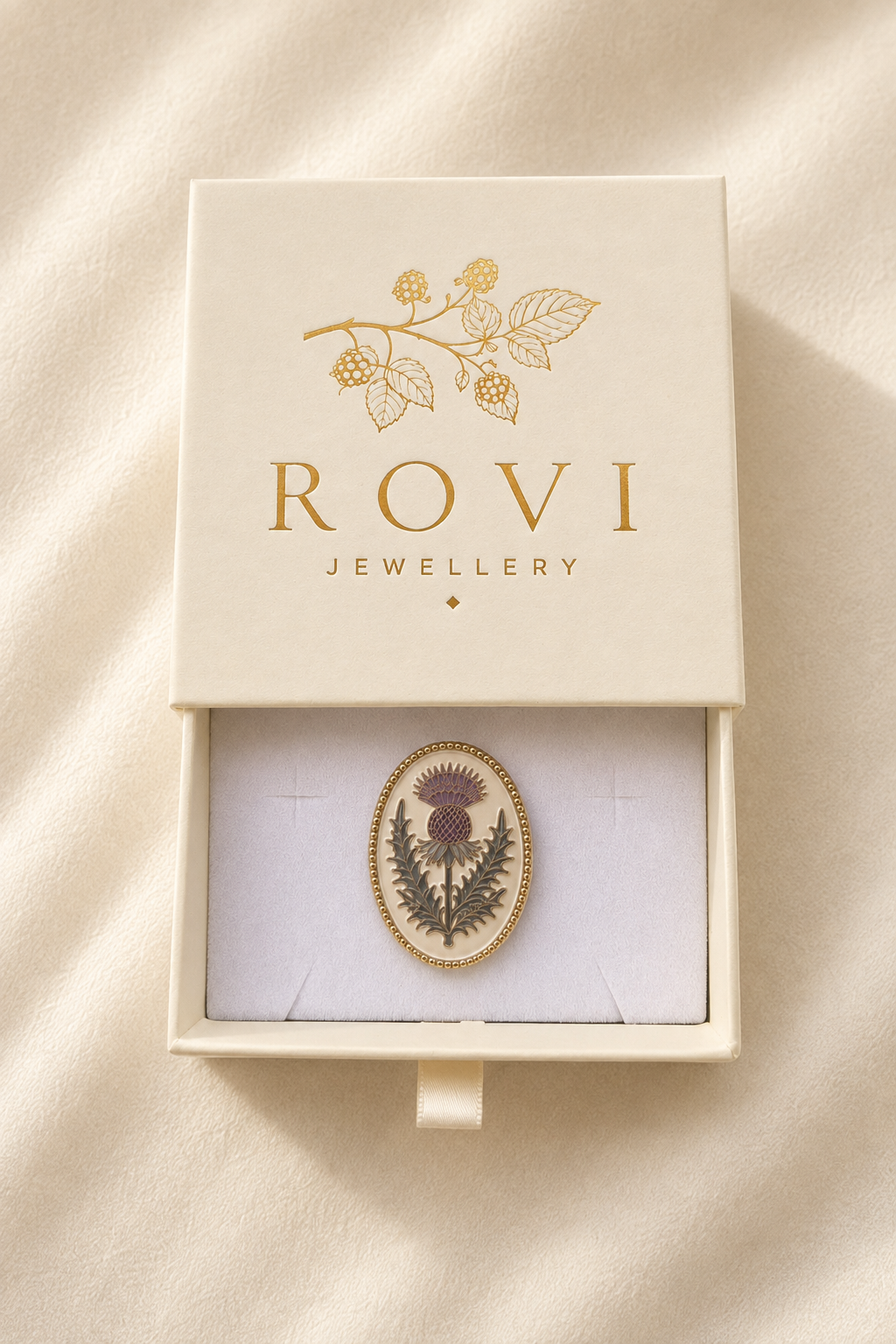 Scottish Thistle Brooch | Gold Botanical Flower Brooch
