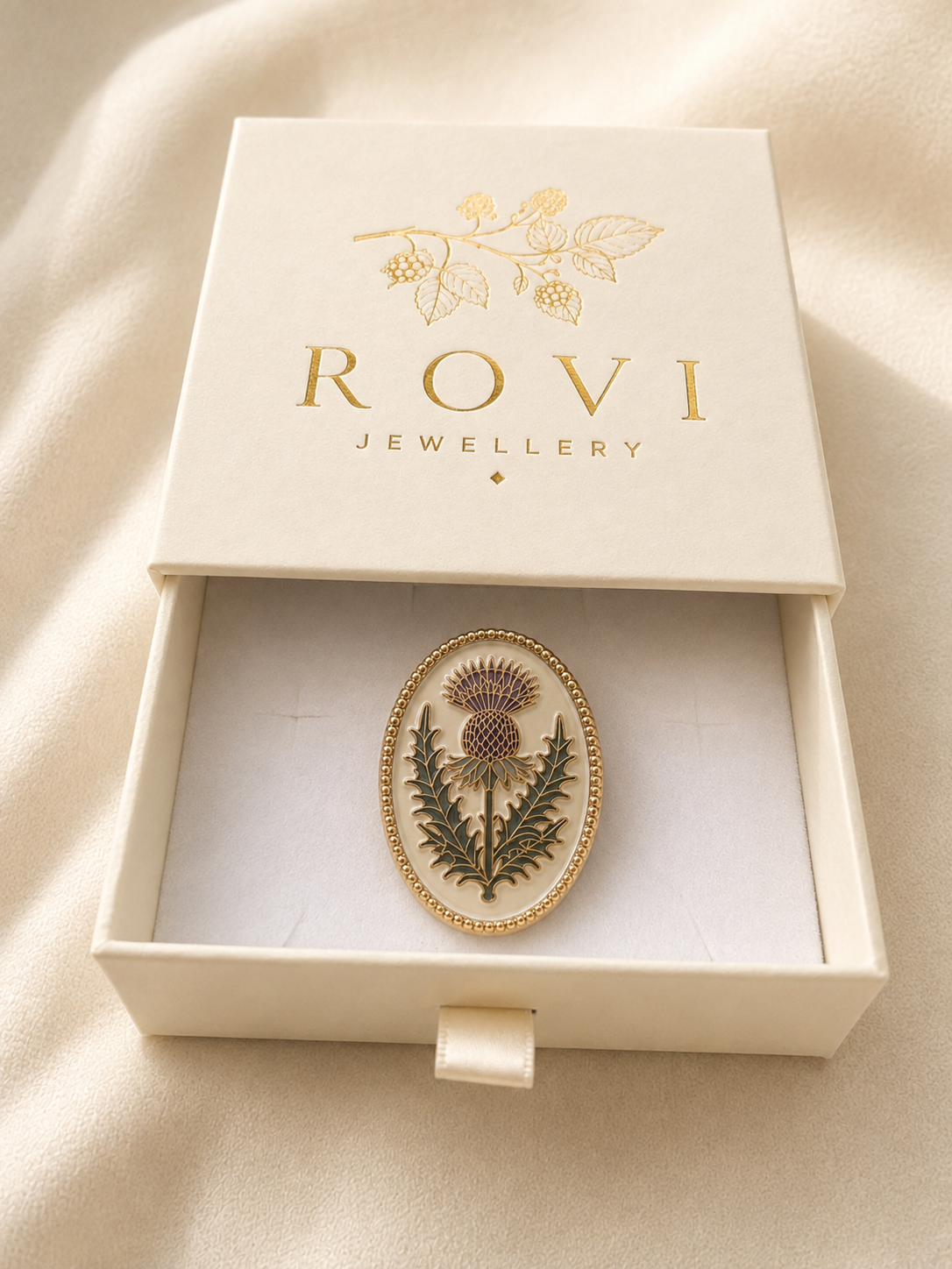 Scottish Thistle Brooch | Gold Botanical Flower Brooch