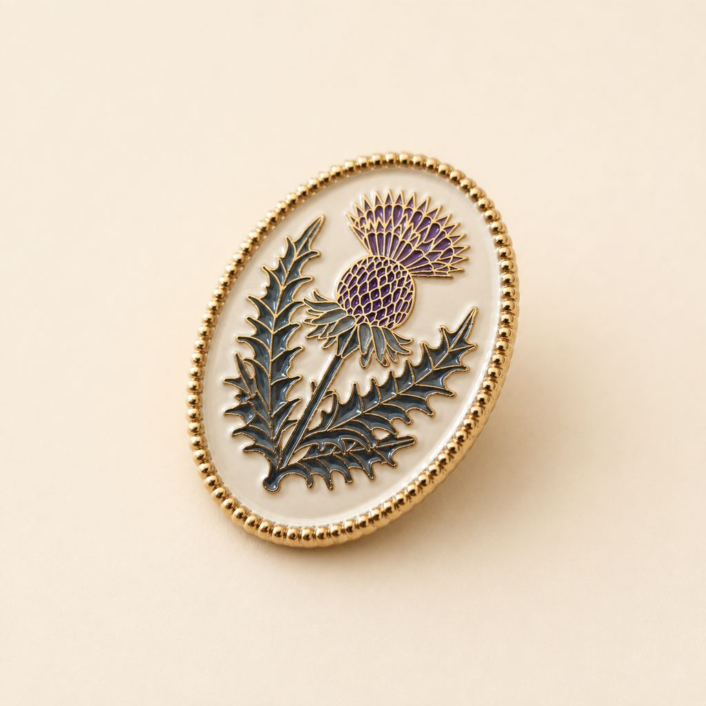 Scottish Thistle Brooch | Gold Botanical Flower Brooch